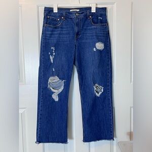 Levi’s Low Pro Straight, size 31x30, Distrssed, Medium Rinse, Great Condition